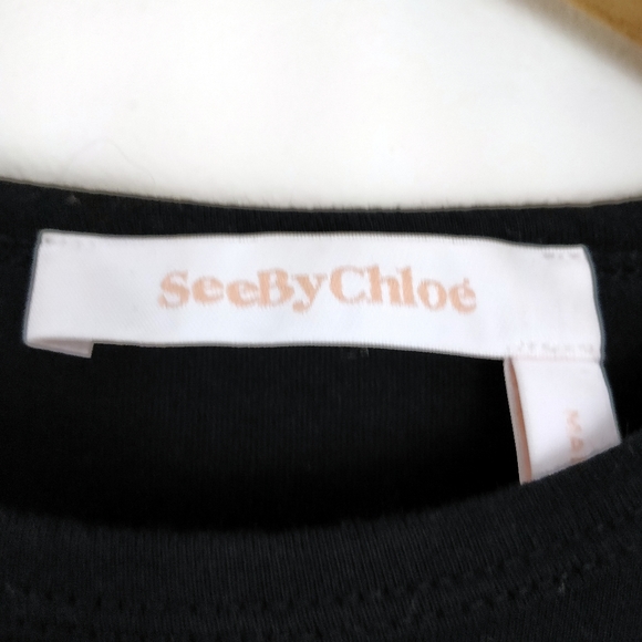 See by Chloe Black Lace Trimmed Blouse XS - Picture 7 of 8